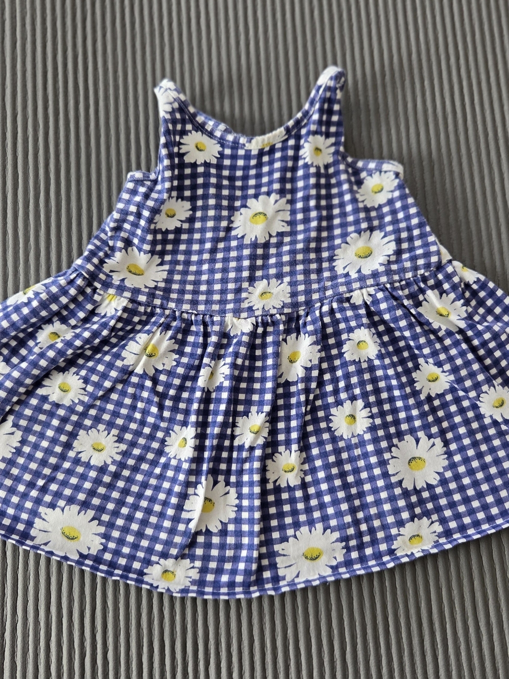 Gerber Blue and White Gingham Dress with Yellow Daisy Accents